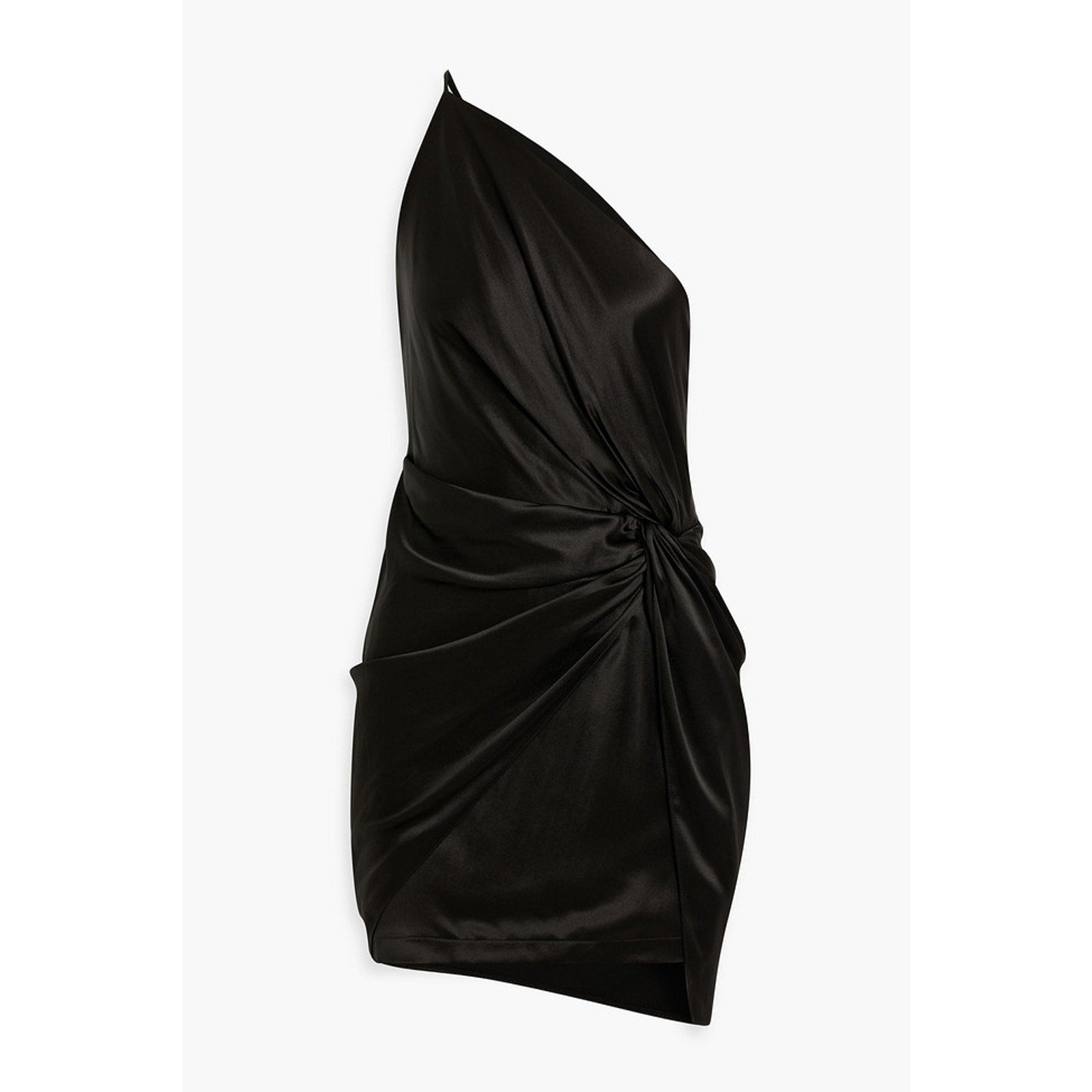 Michelle Mason 'One-Shoulder' Black Silk Twist-Front Mini Dress Size 4