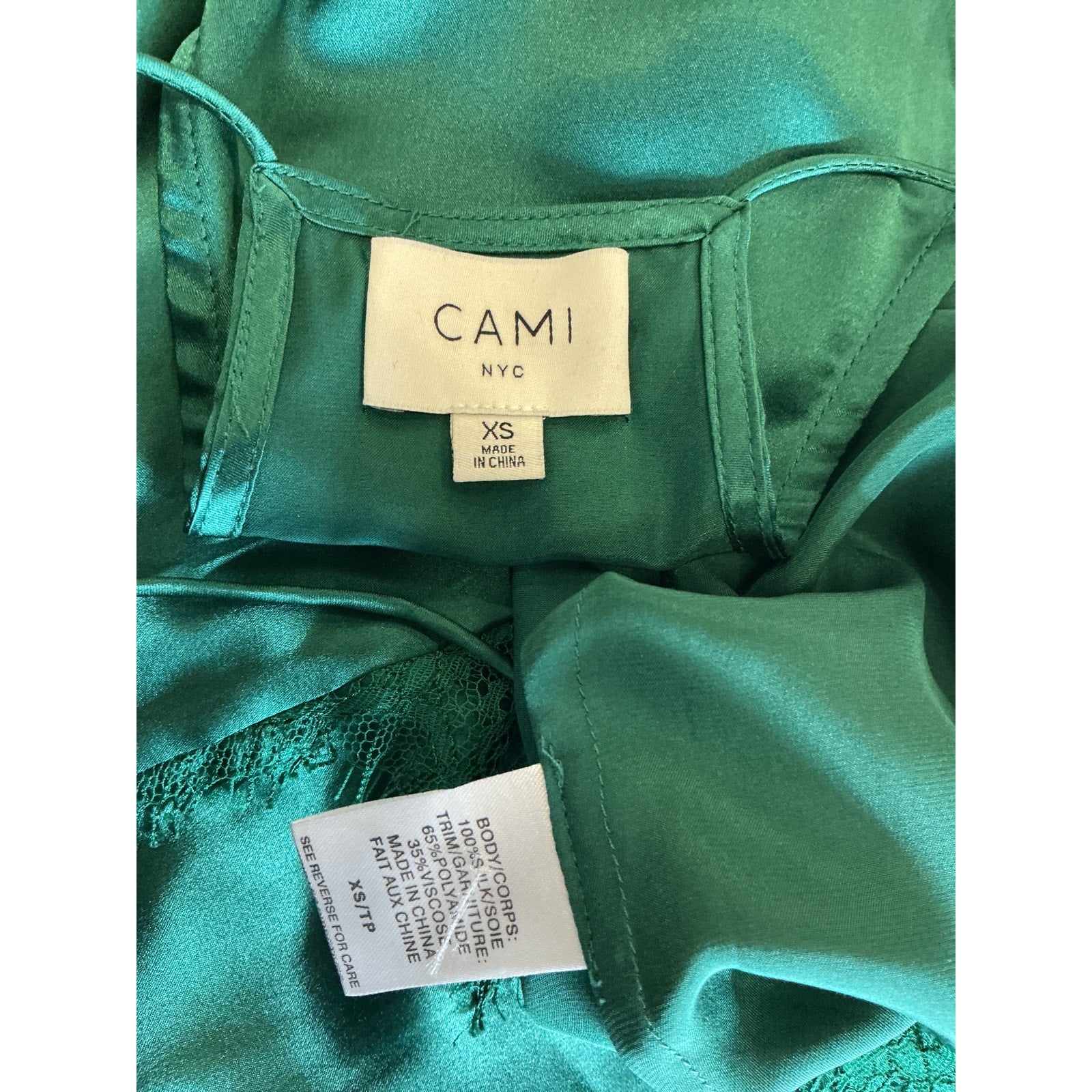 Cami Nyc Racer Green Silk Charmeuse Cami Size XS
