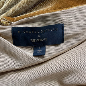 Michael Costello Ruched Gold Mott Maxi Dress Size S