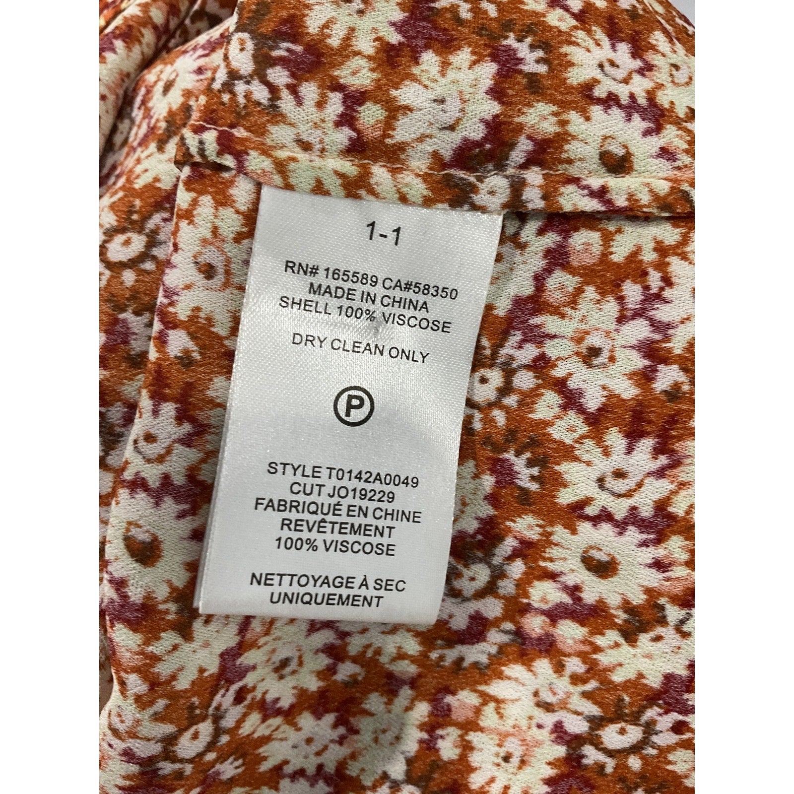 Joie 'Jenny' Brown Long Sleeve Shirt Size L