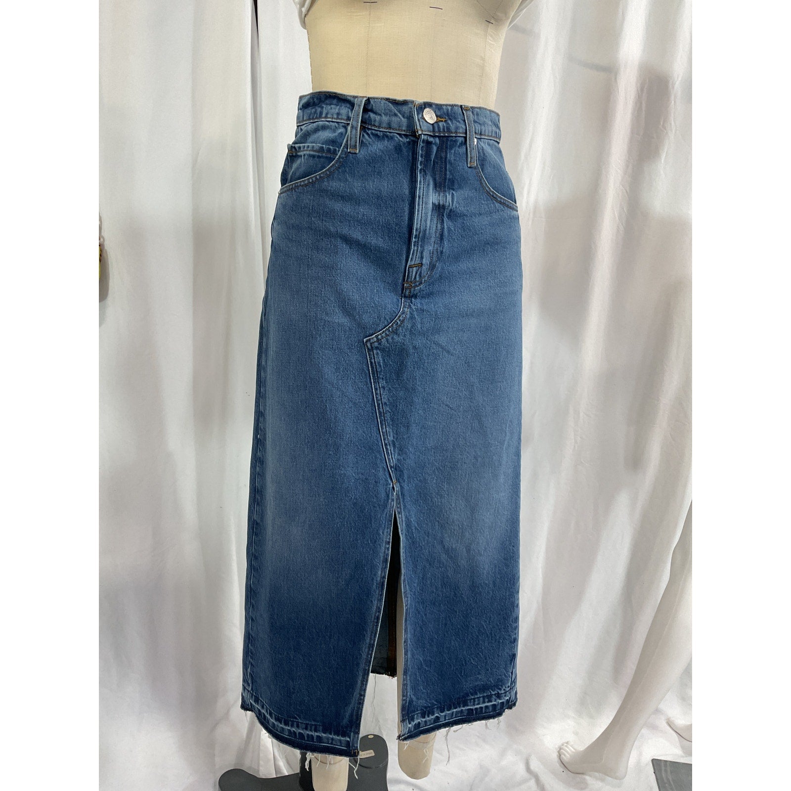 Frame Cotton 'The Midaxi' Blue Cotton Skirt Size 25