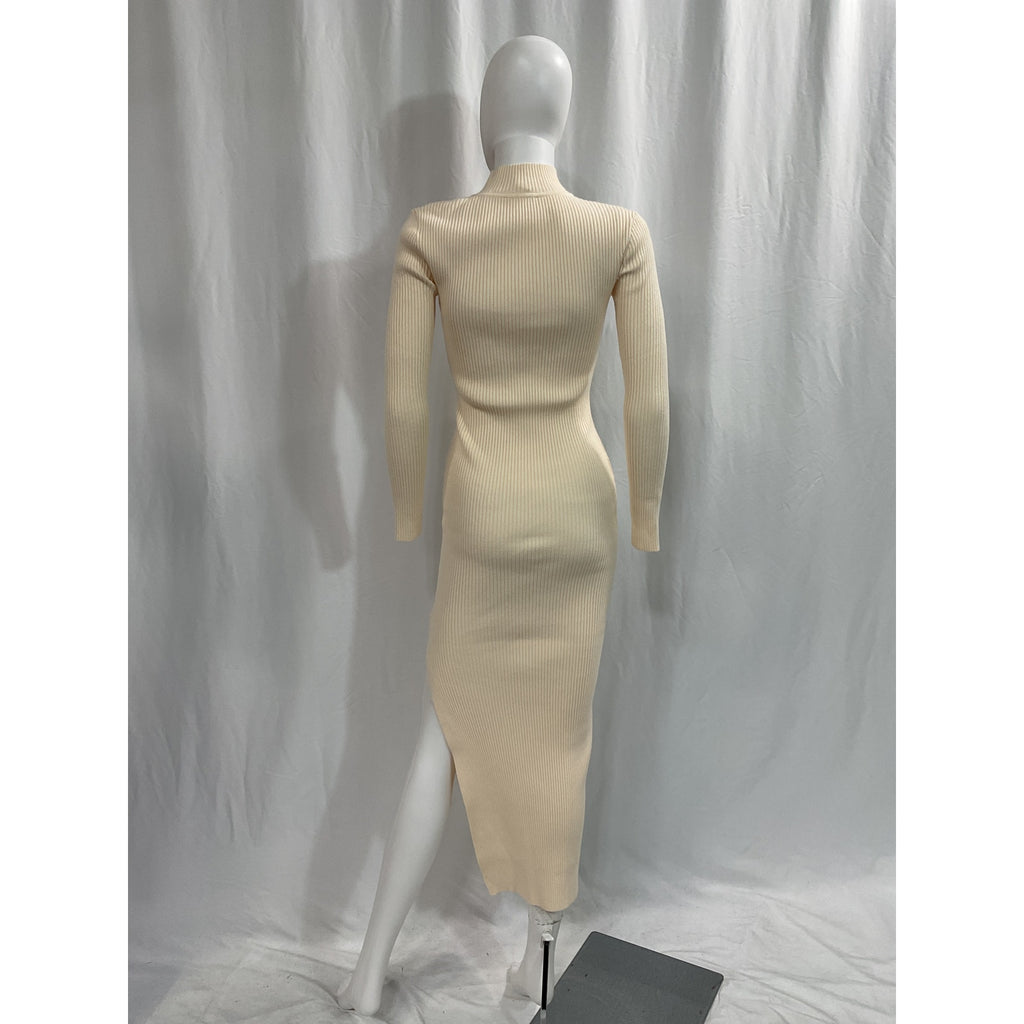 Jonathan Simkhai 'Kenny' White Rib Front Cut Out Dress Size S