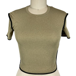 Nanushka Contrast Trim Sand Anthracite Sabelle T Shirt Size XXS NWT