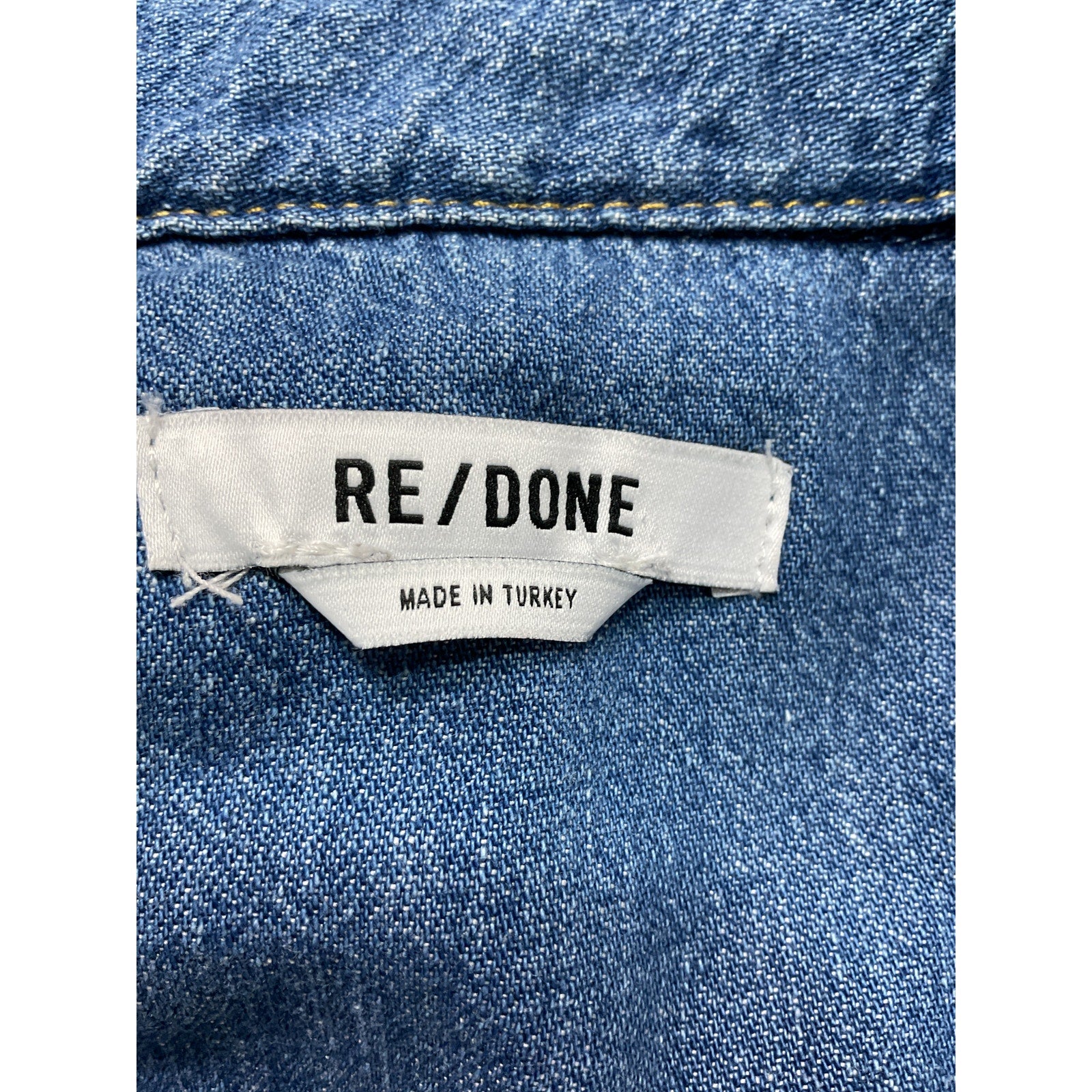 Re/Done 'Oversized' Blue Denim Crop Shirt Size XS