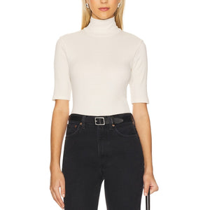 Vince Ribbed Beige Turtleneck Top Size M