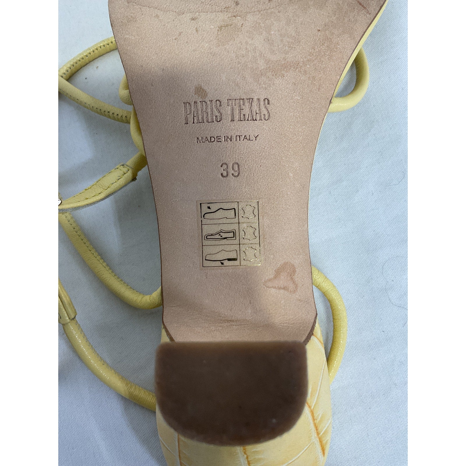 Paris Texas 'Betty' Tan Leather Buckle Sandal Size 9