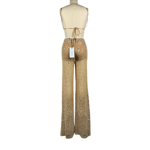 Retrofête Embellished Silver And Nude Axel Jumpsuit Size XS