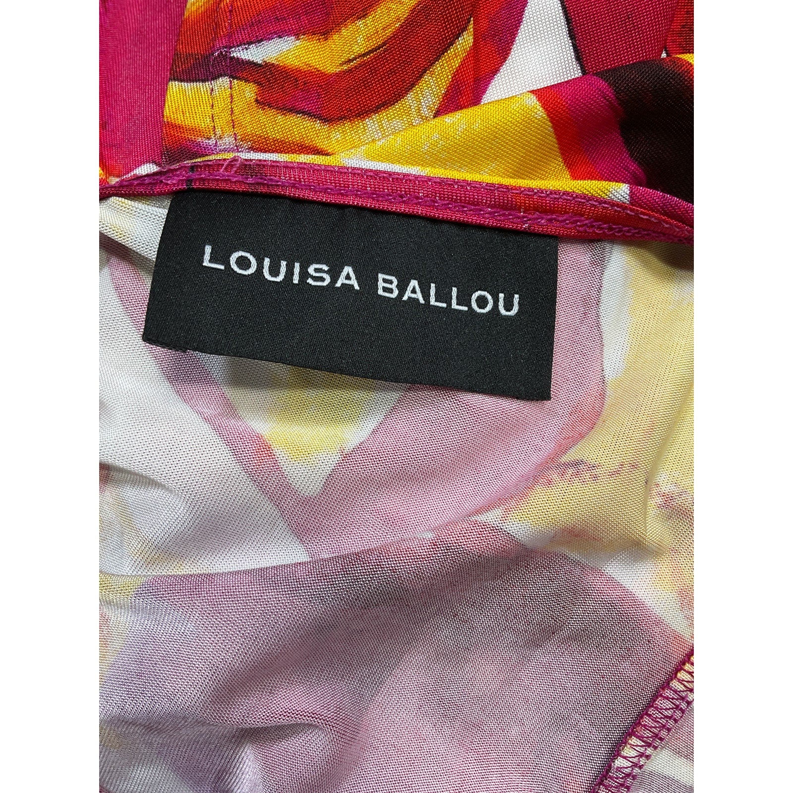Louisa Ballou 'Summer' Pink Solstice Wrap-Effect Ruched Printed Stretch-Jersey Mini Dress Size XS