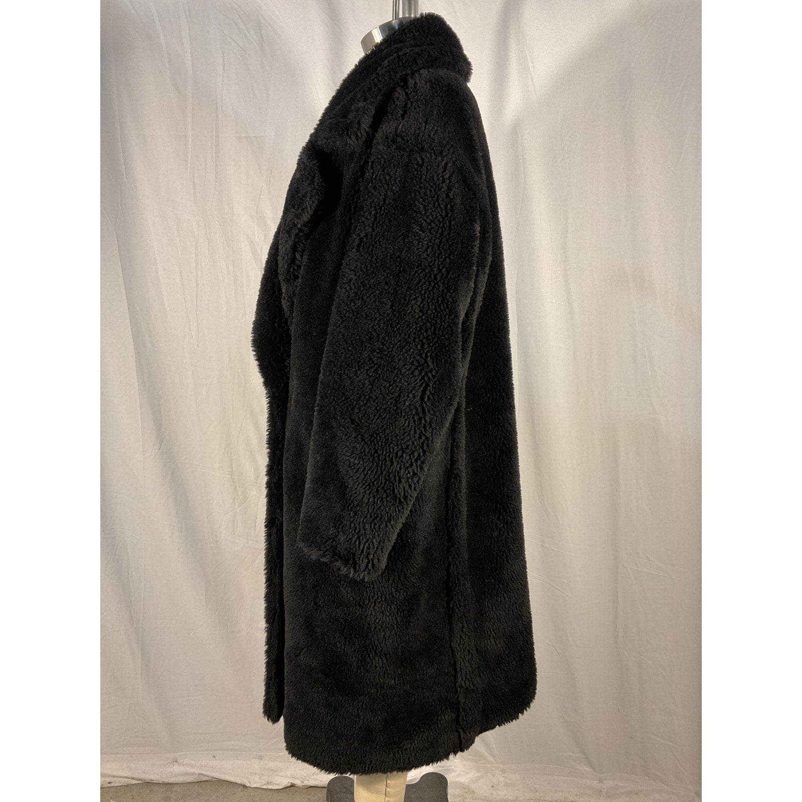 Yves Salomon 'Meteo' Black Wool & Faux Fur Coat Size 36