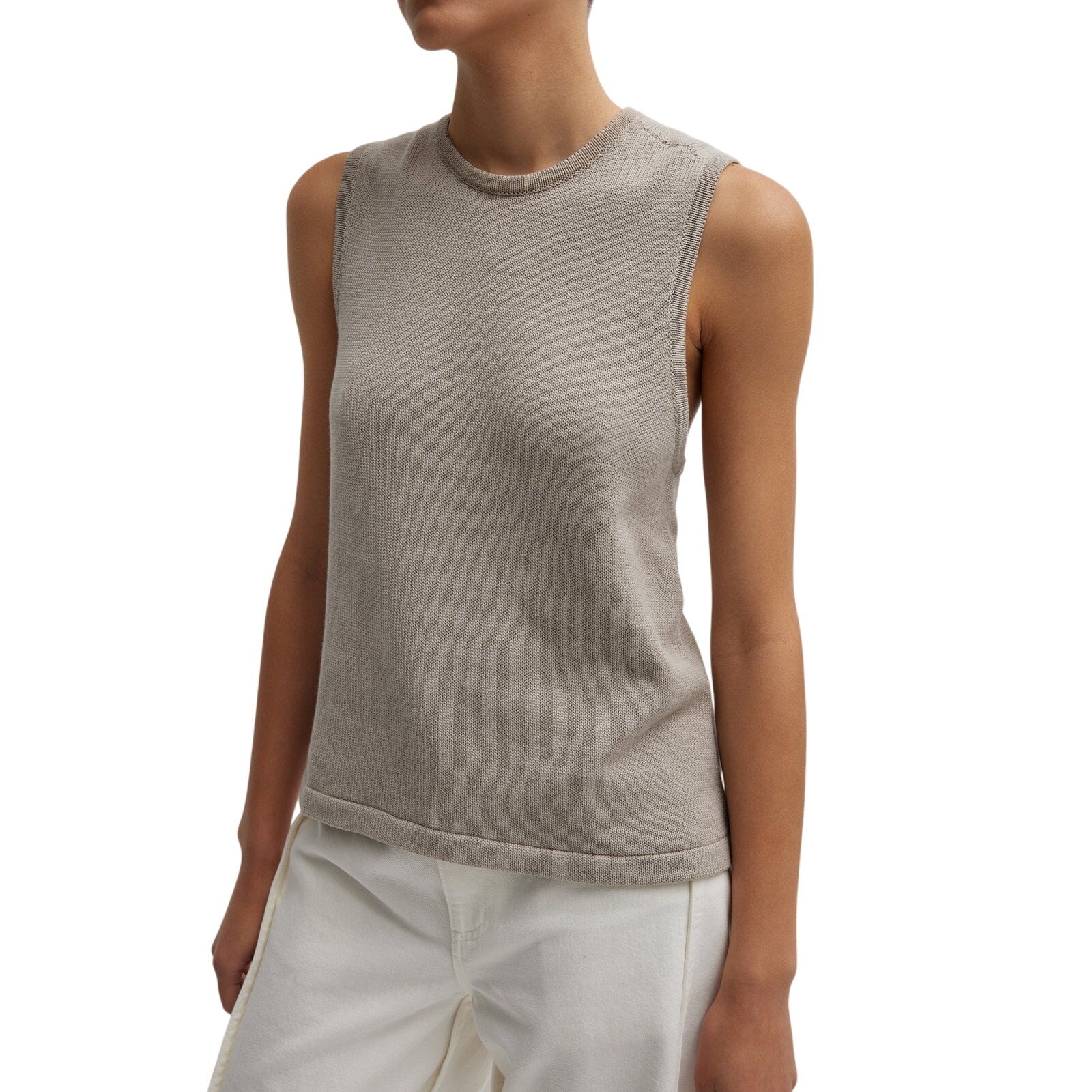 Tibi Cotton Criss Cross Grey Cotton Sleeveless Sweater Size M