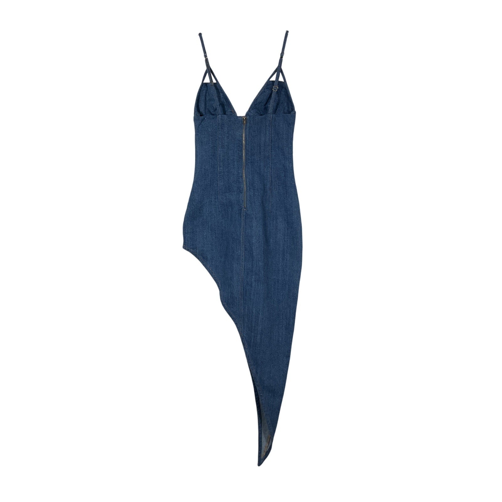 Fleur Du Mal 'Asymmetrical' Blue Cotton Denim High Leg Dress Size 0