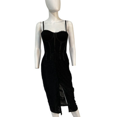 Simkhai Elegant Black Bustier Midi Dress Size XS