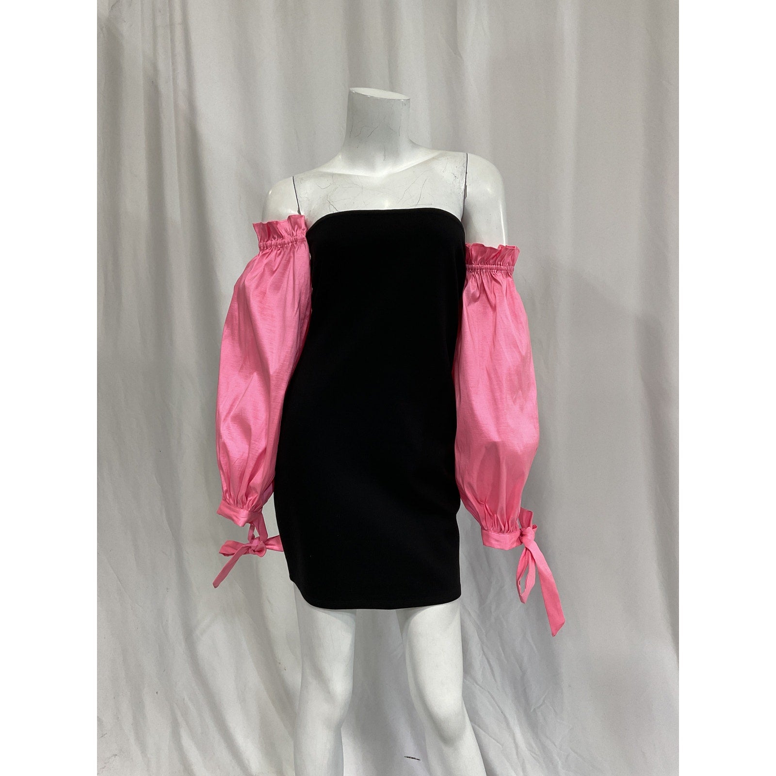 Majorelle 'Sky' Black Satin Off Shoulder Dress Size M - NWT