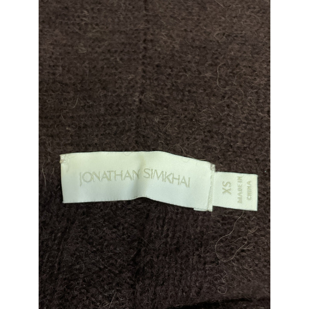 Simkhai 'Cambria' Brown Long Sleeve Halter Tie Sheer Alpaca Top Size XS