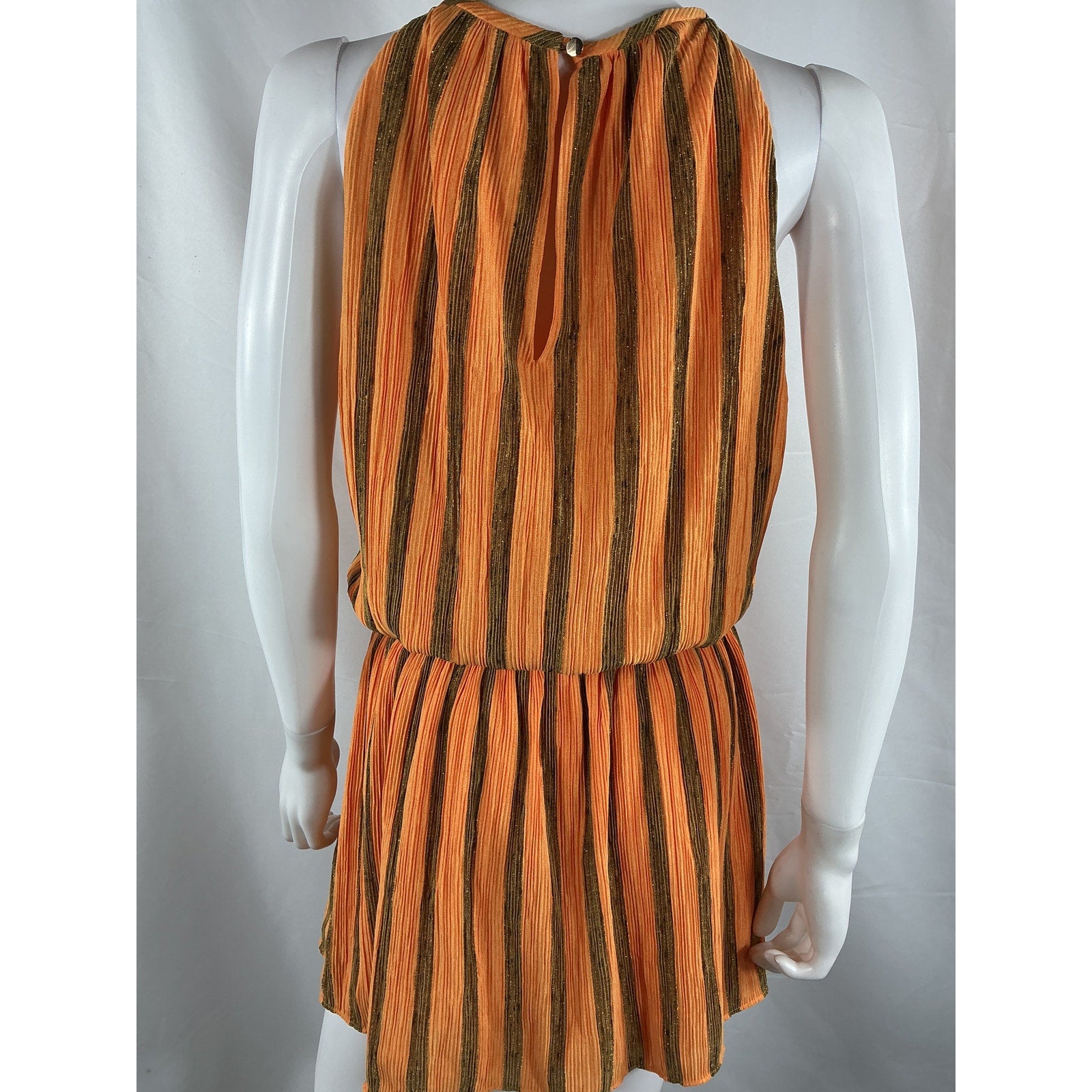 Ramy Brook Knit Paris Gold Polyester Sleeveless Mini Dress Size S