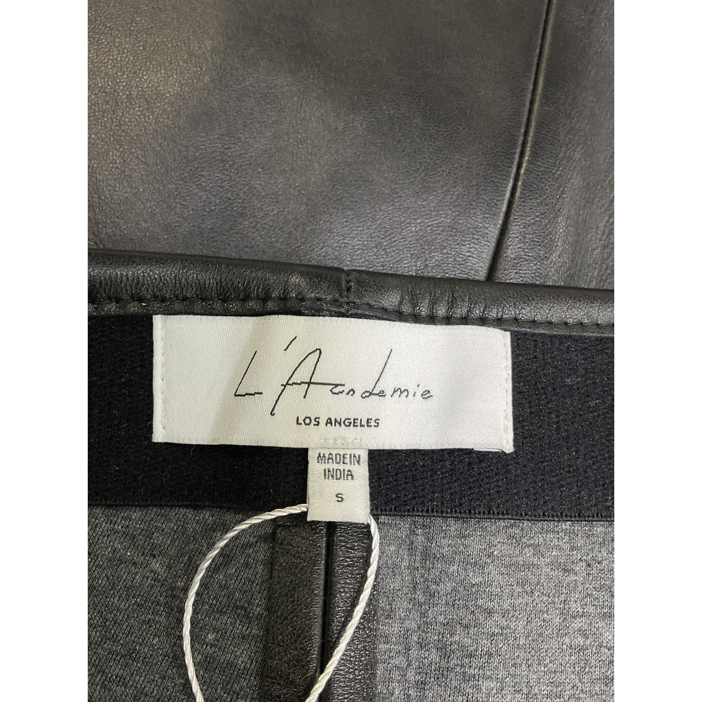 L'Academie 'Dionne' Black Lamb Leather Mini Skirt Size S
