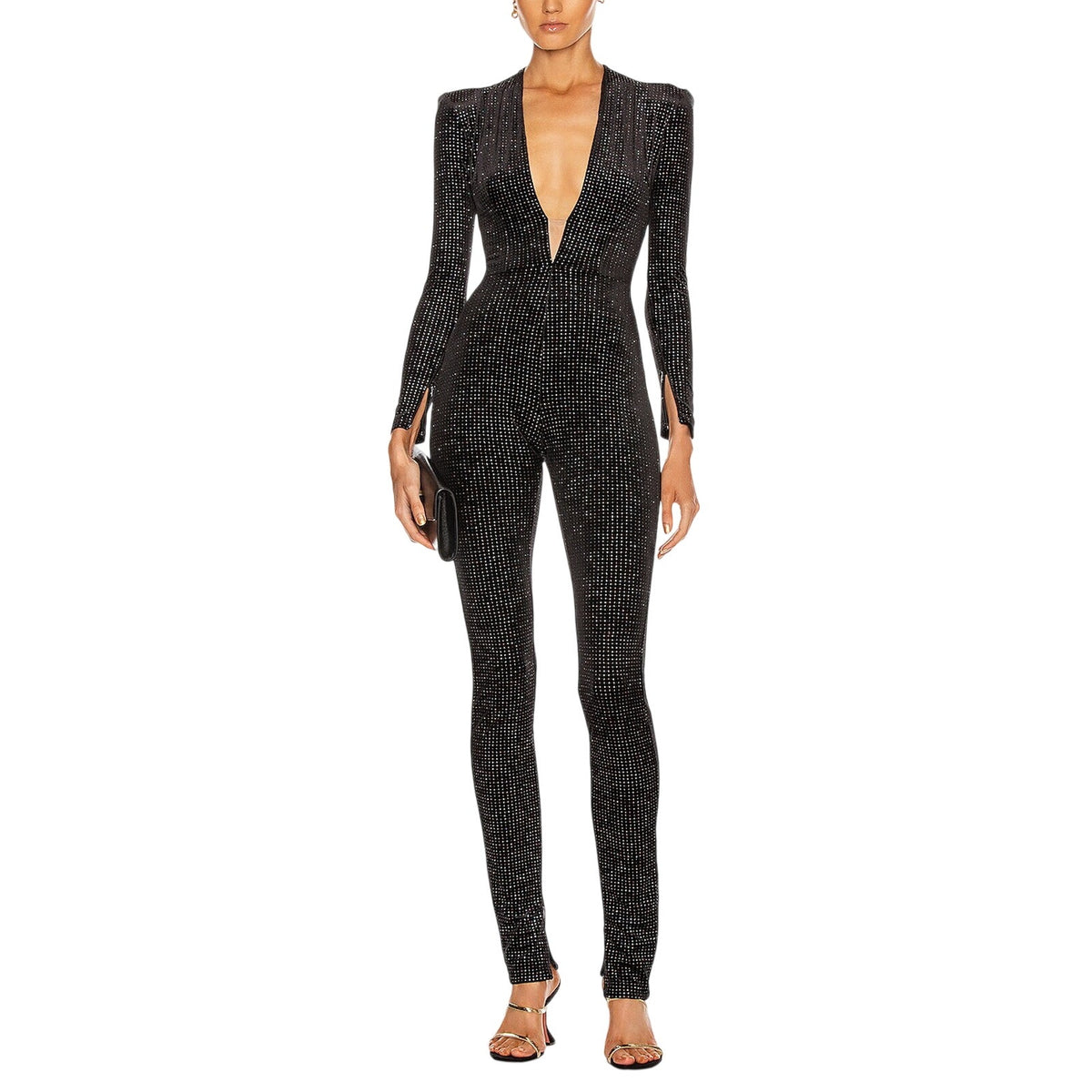 Alex Perry Glittered Black Halsey Catsuit Size US 2