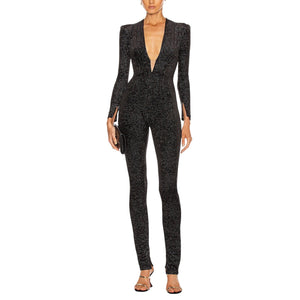 Alex Perry Glittered Black Halsey Catsuit Size US 2