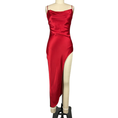 Fleur Du Mal Sleek Red Cowl Neck Slip Dress Size XS