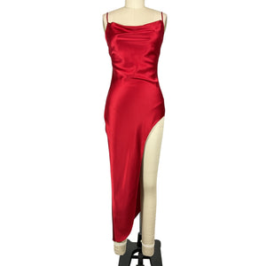 Fleur Du Mal Sleek Red Cowl Neck Slip Dress Size XS