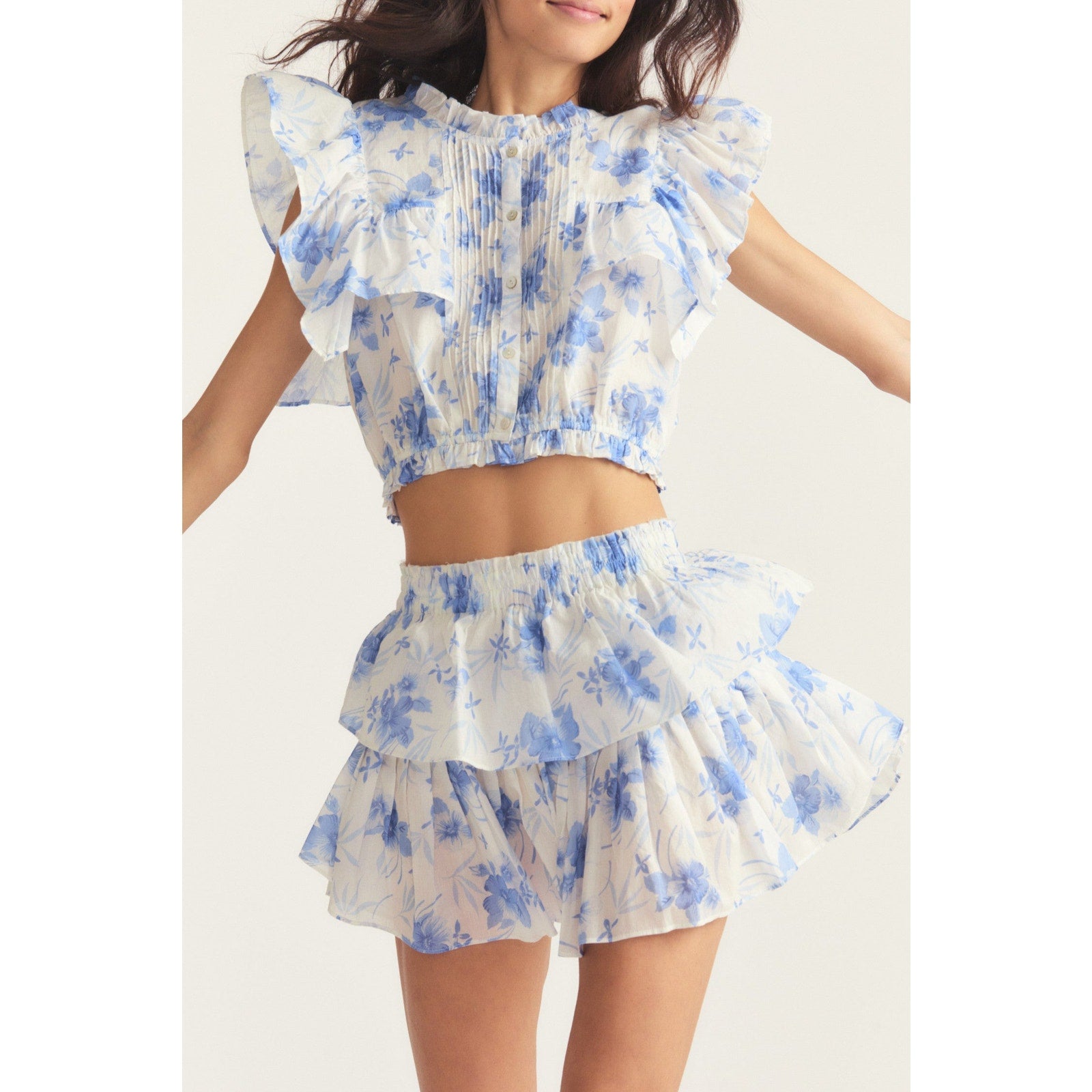 Loveshackfancy 'Ruffle' White Mini Skirt Size M