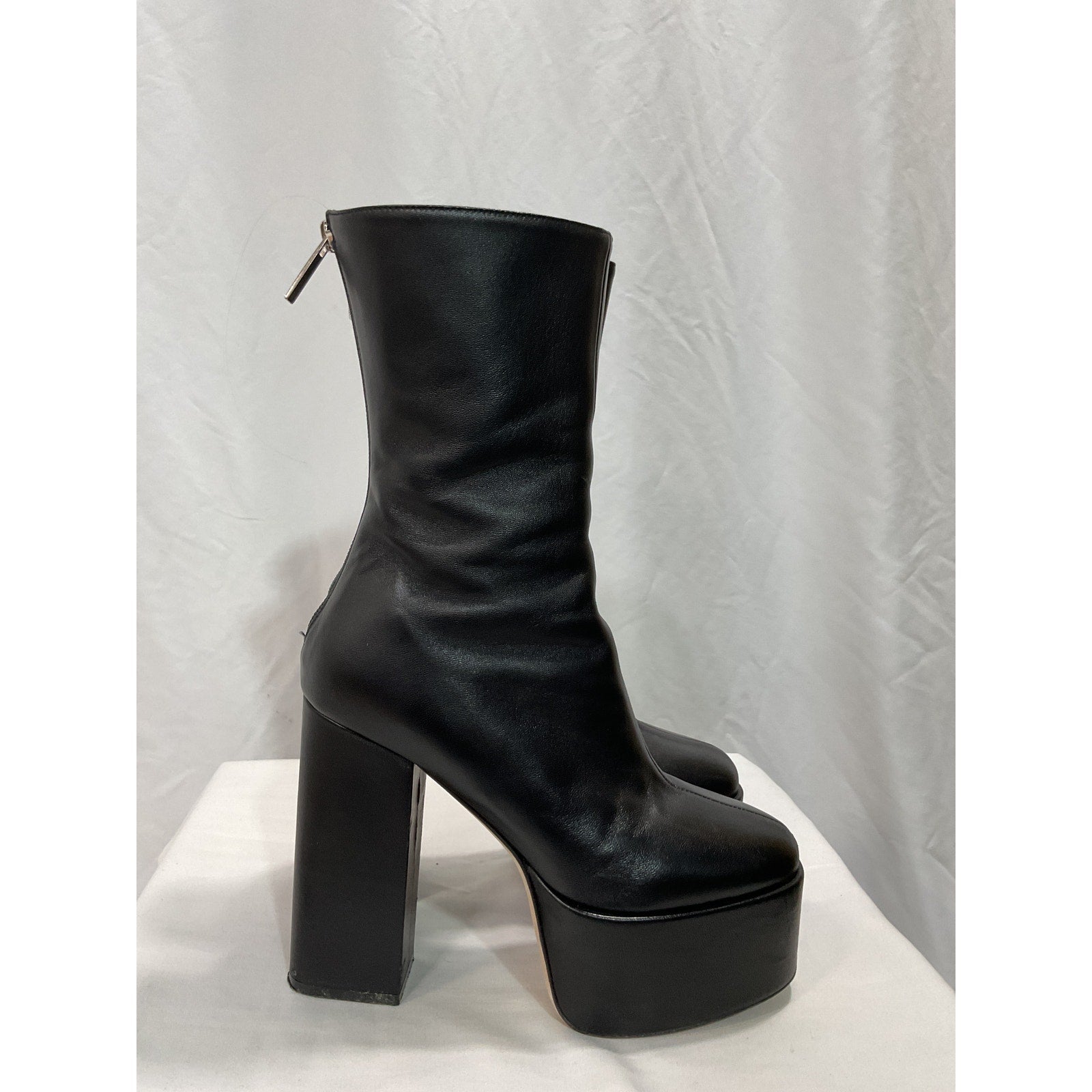 Paris Texas 'Lexy' Black Leather Platform Ankle Boots Size 6