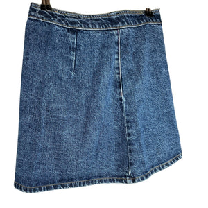 Self-Portrait Embellished Denim Wrap Front Skirt Size US 2 / UK 6