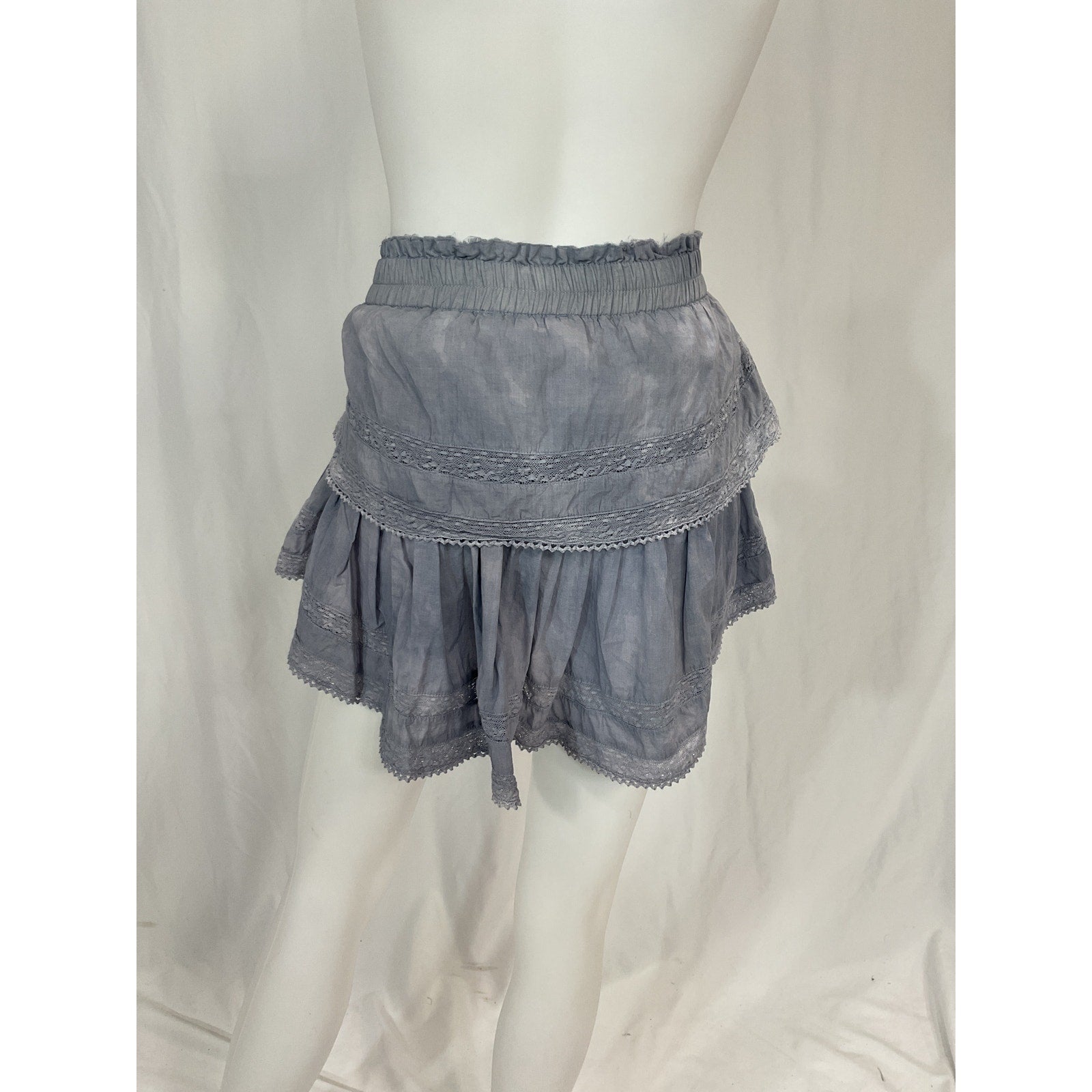 Loveshackfancy 'Ruffle' Blue Lace Trim Mini Skirt Size XS
