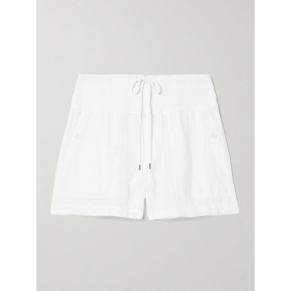 James Perse Cotton White Linen Jersey-Trimmed Linen Shorts Size 2