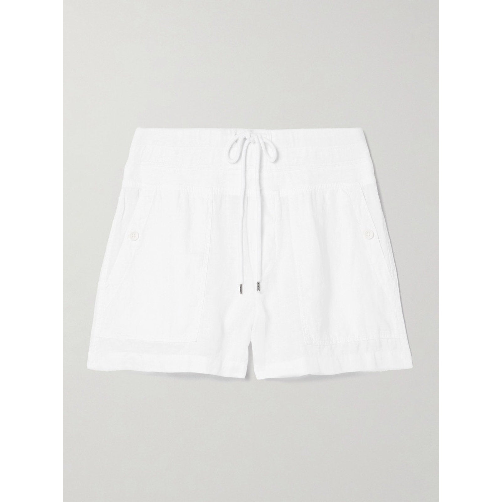 James Perse Cotton White Linen Jersey-Trimmed Linen Shorts Size 2