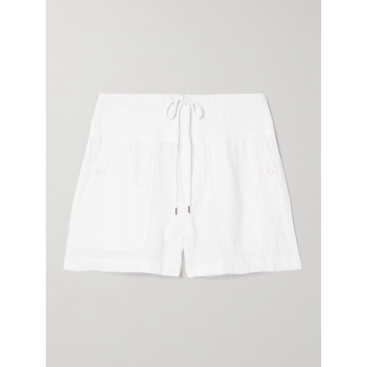 James Perse Cotton White Linen Jersey-Trimmed Linen Shorts Size 2