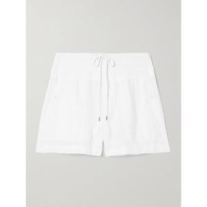 James Perse Cotton White Linen Jersey-Trimmed Linen Shorts Size 2