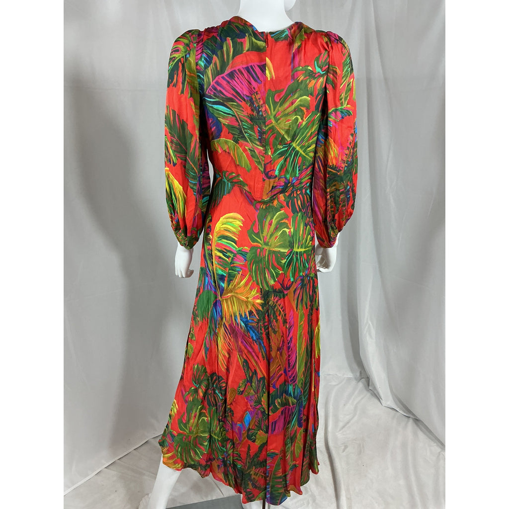 Farm Rio 'Urban' Red Viscose Jungle Midi Dress Size M