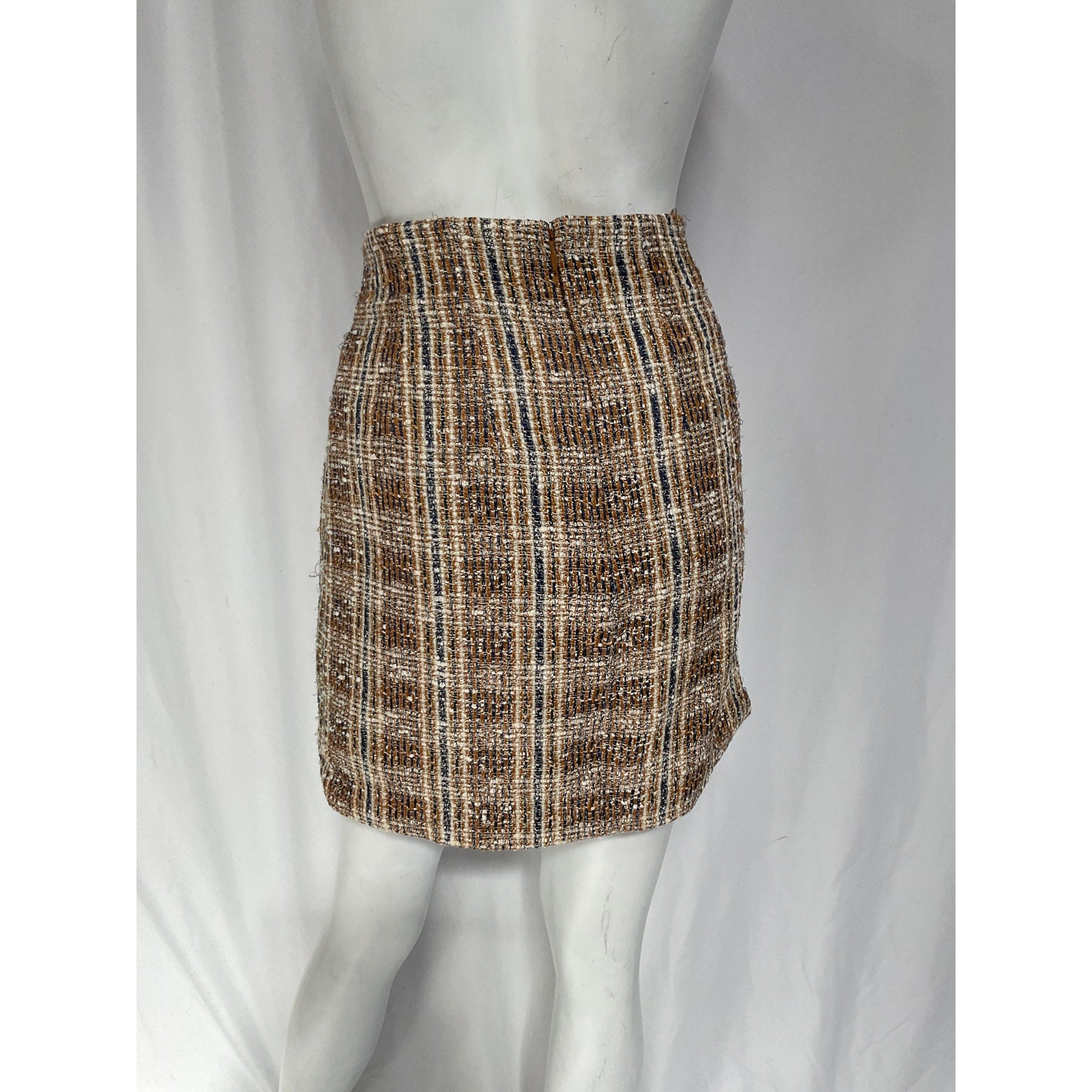 Veronica Beard 'Roman' Brown Checked Boucl�-Tweed Mini Skirt Size XS