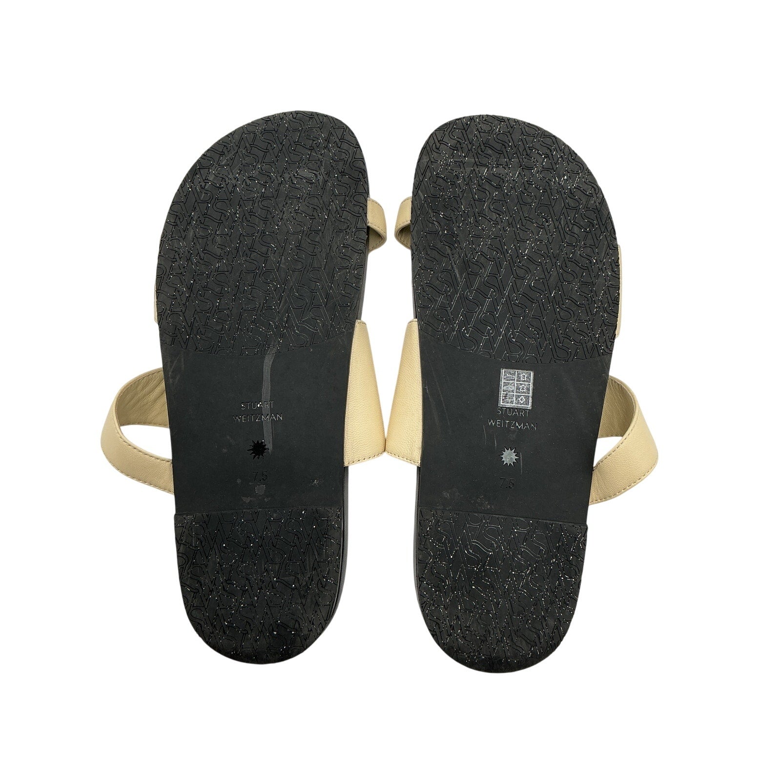 Stuart Weitzman Miami Beige Leather Sport Slide Size 7.5