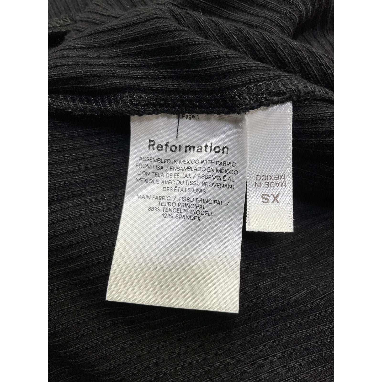 Reformation 'Cassi' Black Tencel Lyocell Knit Dress Size XS