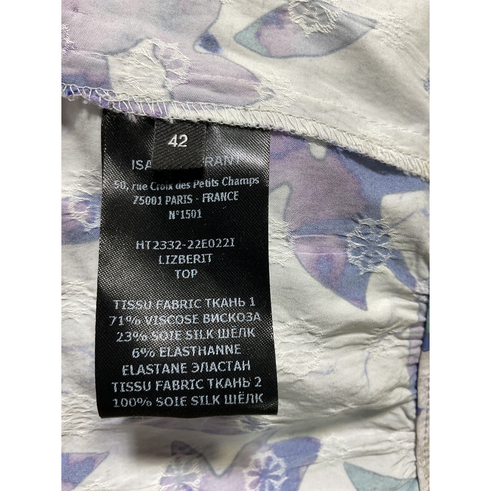 Isabel Marant 'Lizberit' White Floral Print Cold Shoulder Cut Out Crop Top Size 10