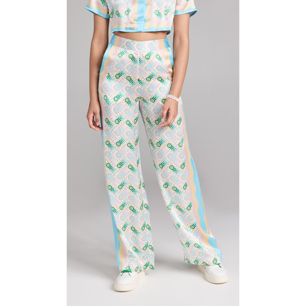 Casablanca Printed Blue Polyester Straight Leg Trousers Size 34 - NWT