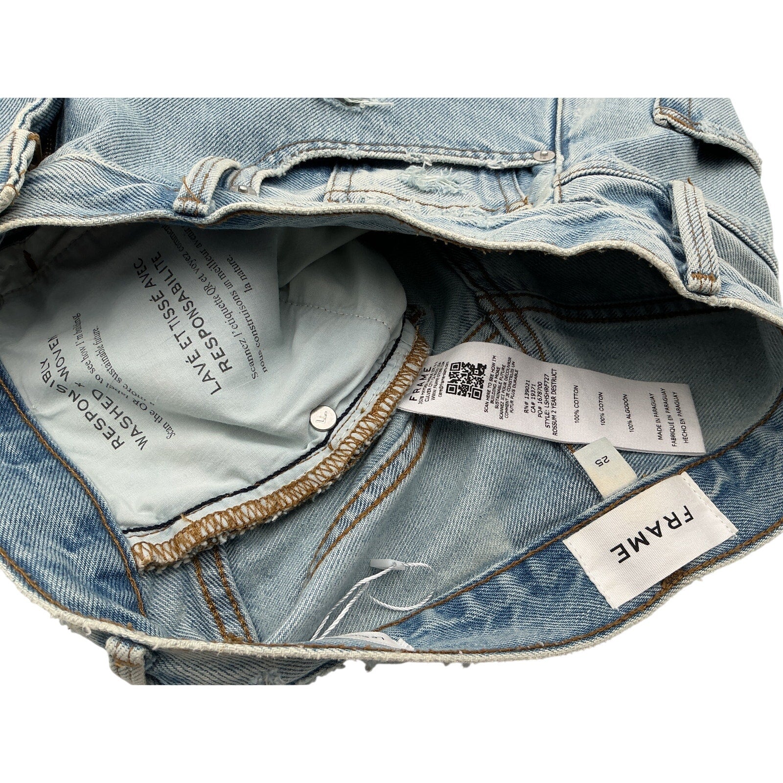 Frame 'Le' Blue Cotton Super High Short Size 25