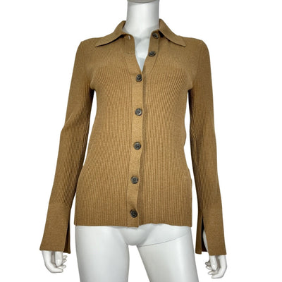 Frame Slim Brown Button Front Cardigan Sweater Size S