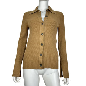 Frame Slim Brown Button Front Cardigan Sweater Size S