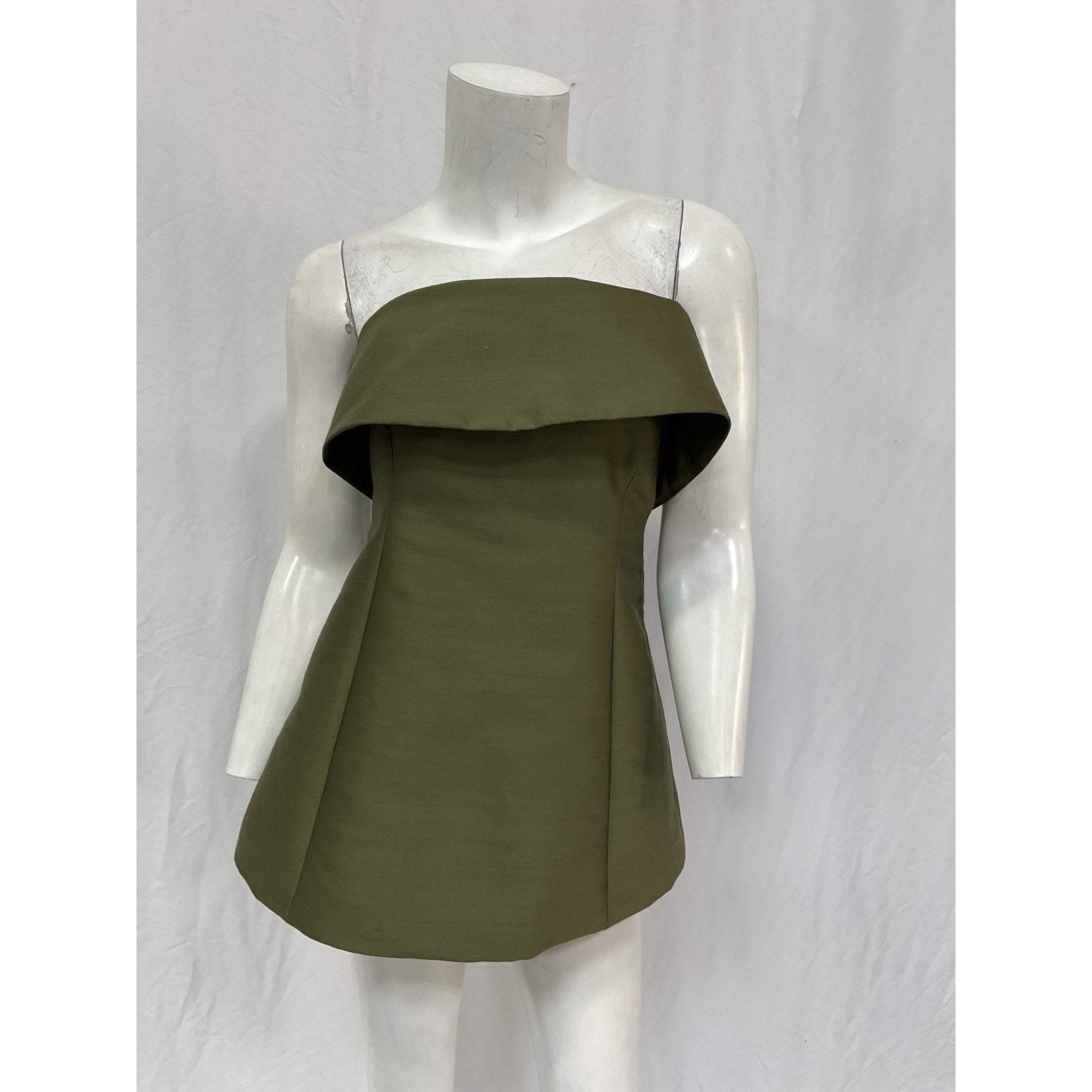 Toteme Strapless Green Cotton Sateen Top Size 34