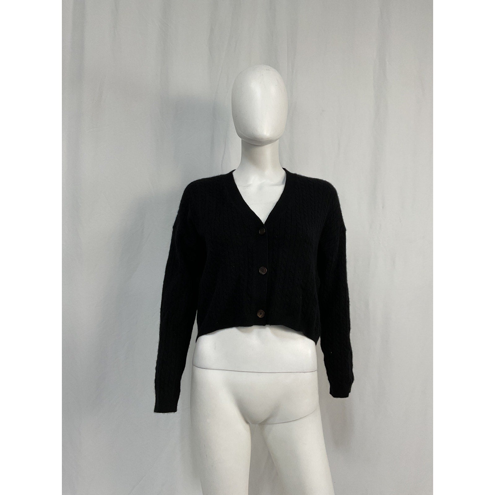Reformation 'Giusta' Black Cashmere Cropped Cardigan Size XS - NWT