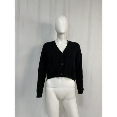 Reformation 'Giusta' Black Cashmere Cropped Cardigan Size XS - NWT