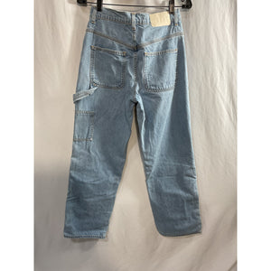Grlfrnd 'Milla' Blue Denim Cropped High-Rise Straight-Leg Denim Jeans Size 25