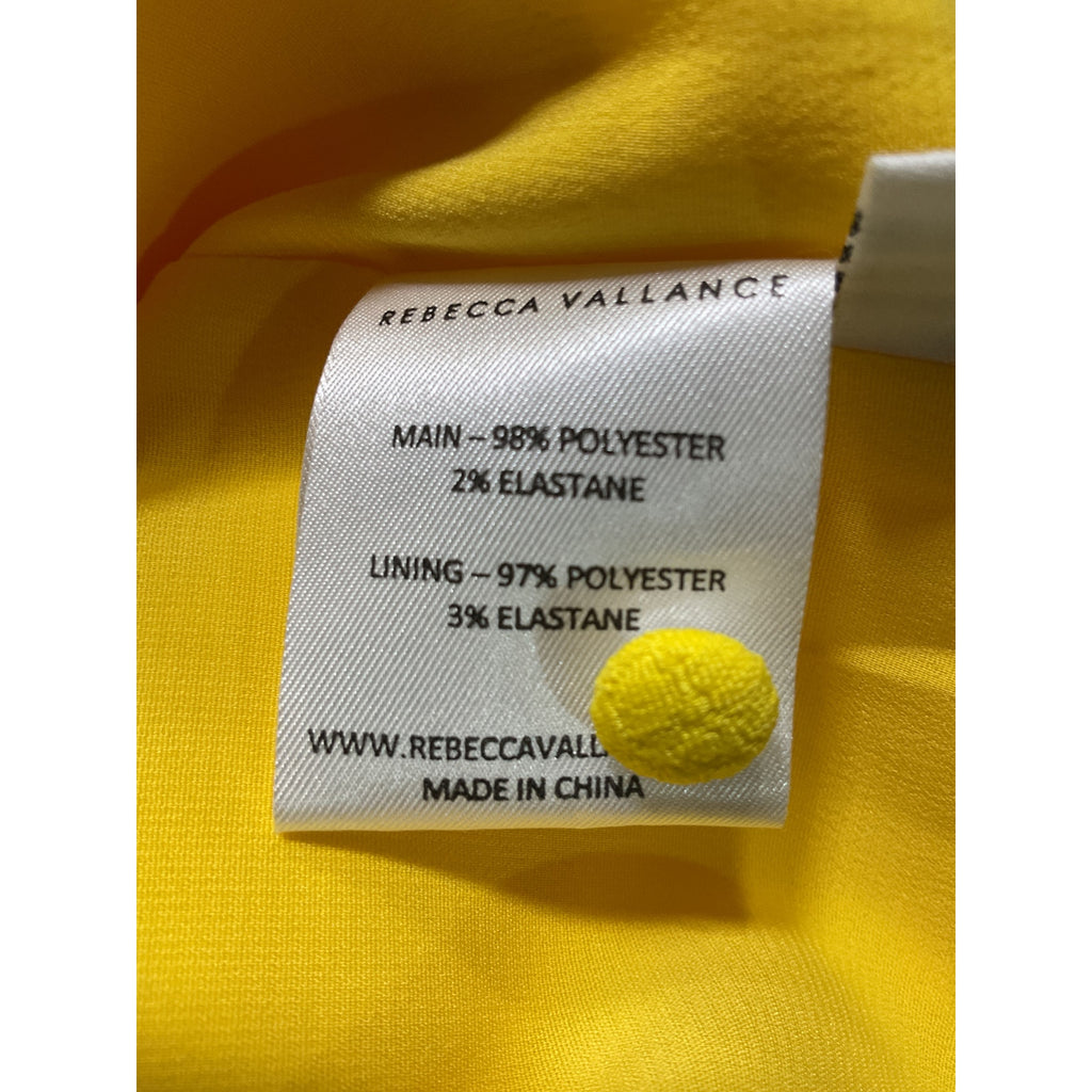 Rebecca Vallance 'Jaclyn' Yellow Round Neck Short Puff Sleeve Back Bow Cut Out Mini Dress Size 10