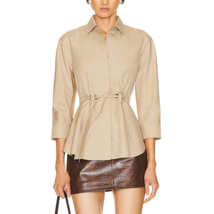 Max Mara Belted Tan Cuneo Top Size 2 NWT