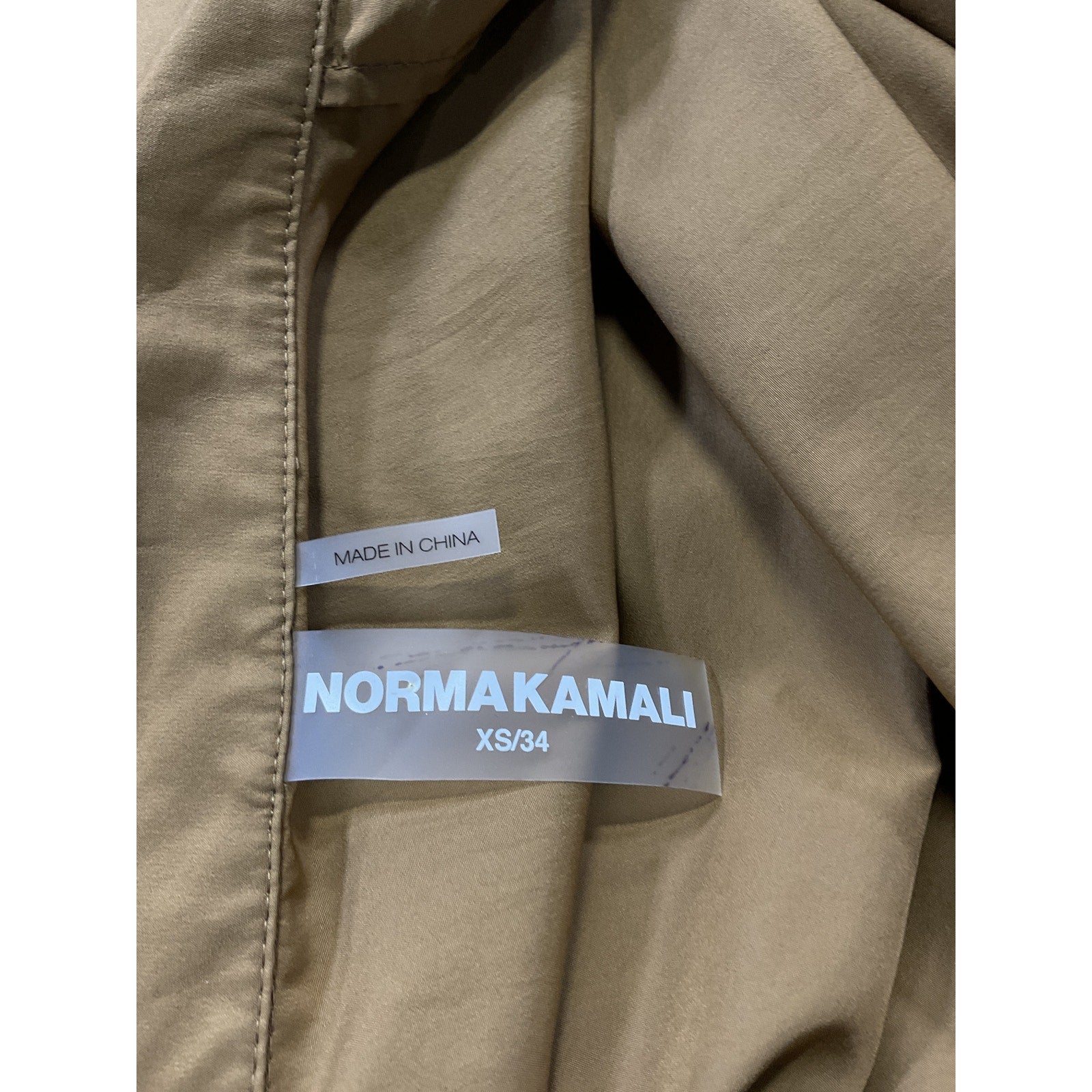 Norma Kamali 'Oversized' Tan Shirt Flared Challis Mini Dress Size XS
