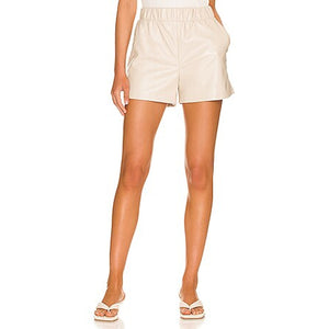 Anine Bing Vegan Leather Beige Sofia Shorts Size XS