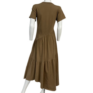 Frame Elegant Tan Asymmetric Tiered Knit Dress Size S